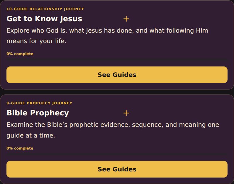 Screenshot of Try Jesus Media’s Get to Know Jesus and Bible Prophecy online guide collections